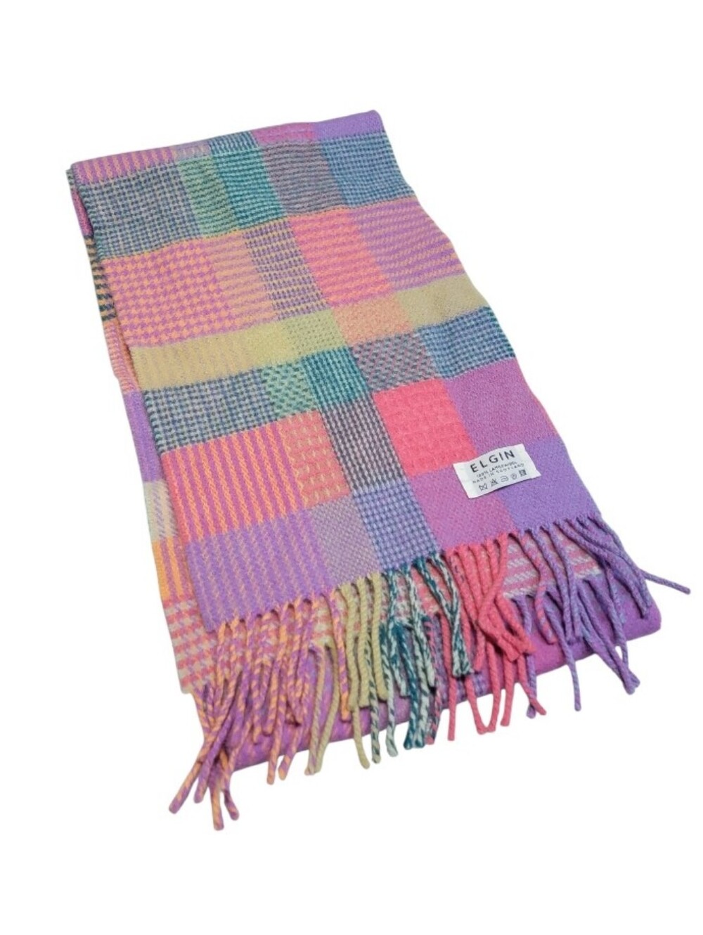 Vintage! Johnstons of Elgin Multicolored 100% Lambswool Fringe Scarf